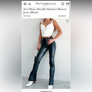 NanaMacs Zero Hours Metallic Shimmer Bootcut Jeans (Black)